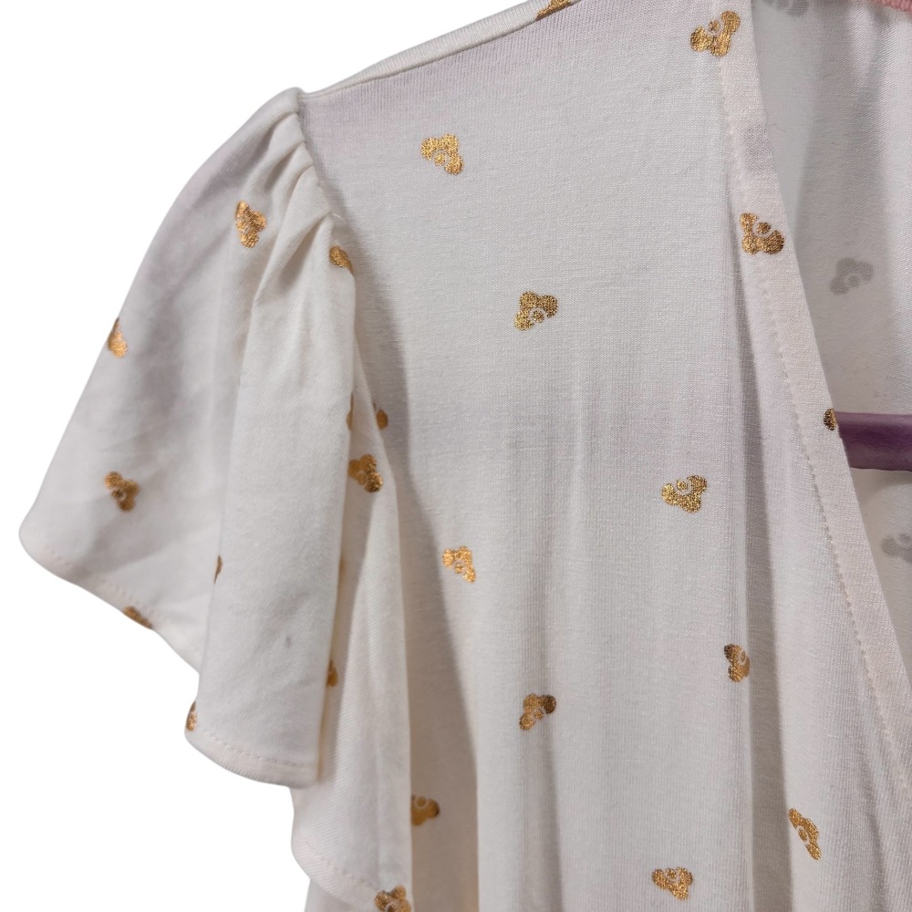 Boden Cream Gold Heart Print Flutter Sleeve Wrap Top Women's US 8 - Picture 3 of 8